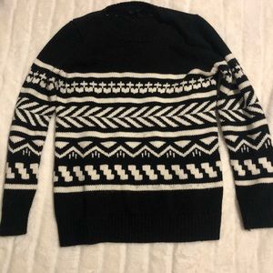 Black and white crew neck sweater